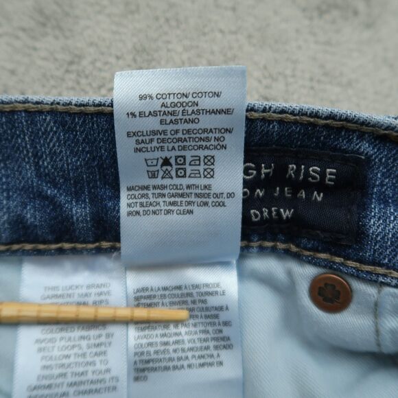 Lucky Brand Mom Jeans Women's 4/27 Ankle High-Rise Drew 26" Inseam Distressed - Picture 10 of 16